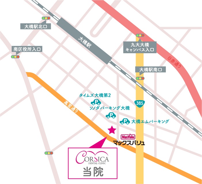 大橋駅・コル歯科診療室・地図